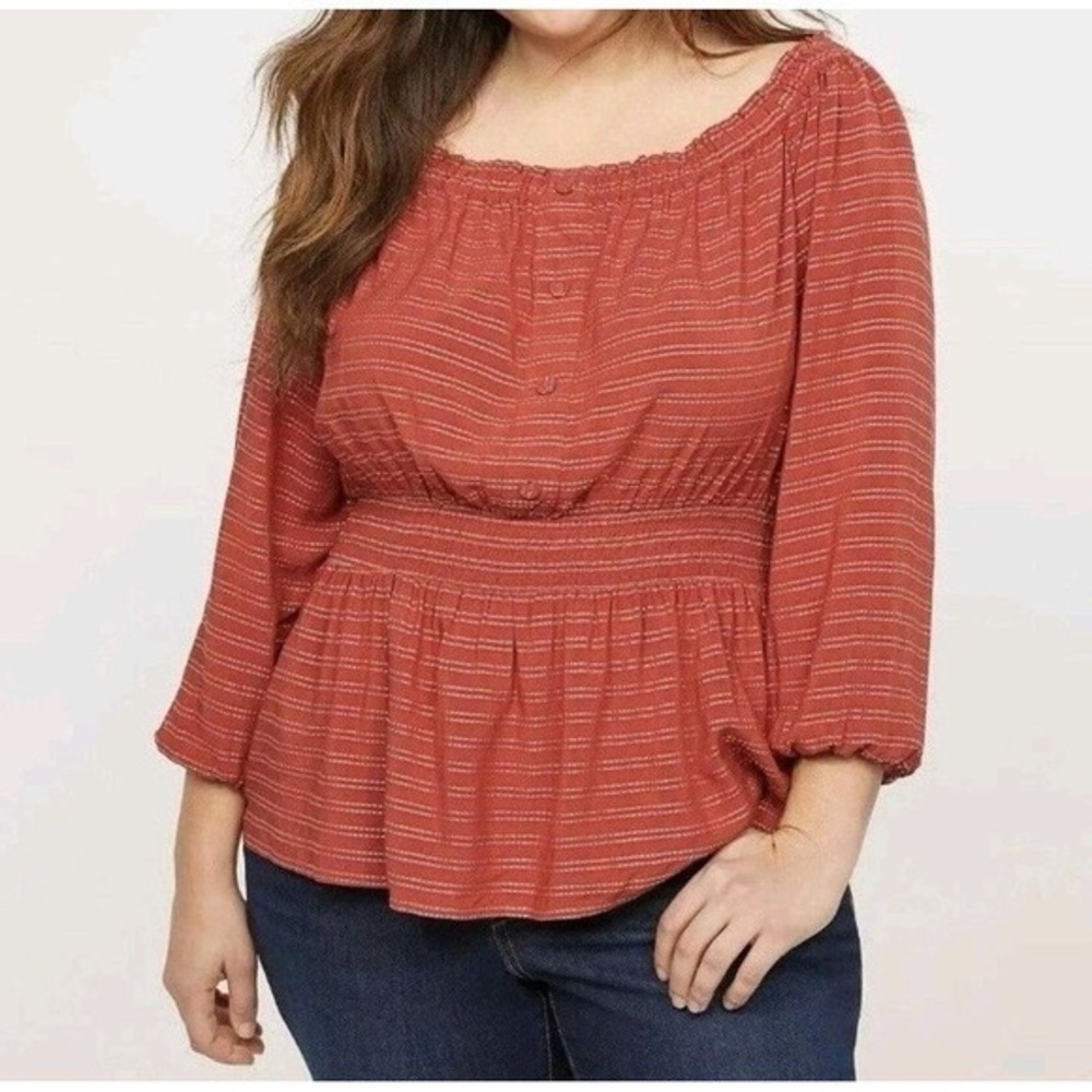 New Lane Bryant Burnt Orange Peplum Top‎ 18/20